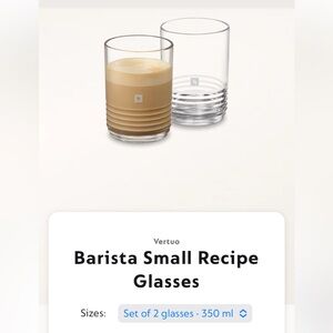 4 Nespresso Barista Small Glass 350ml/ 12oz